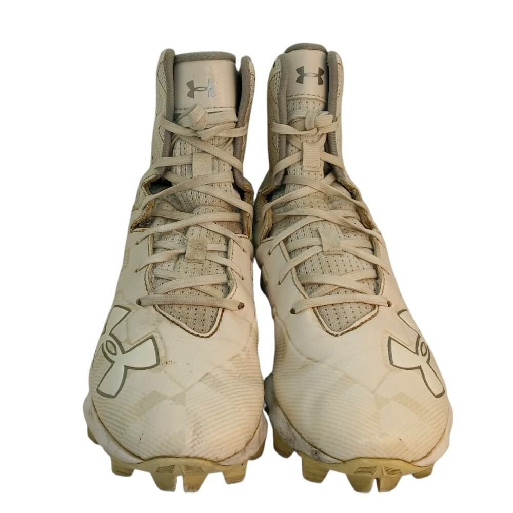 Under Armour Highlight JR Boys Triple White Ghosted Football Cleats - Size 5Y - Picture 4 of 8